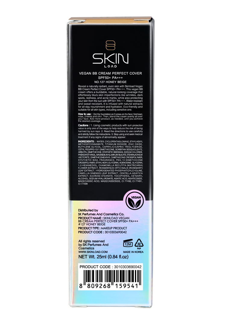 Vegan BB Cream Perfect Cover SPF50+ PA+++ #127 Honey Beige - 25ml