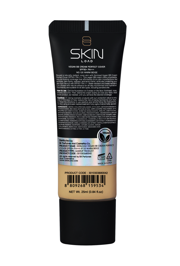 Vegan BB Cream Perfect Cover SPF50+ PA+++ #125 Warm Beige - 25ml